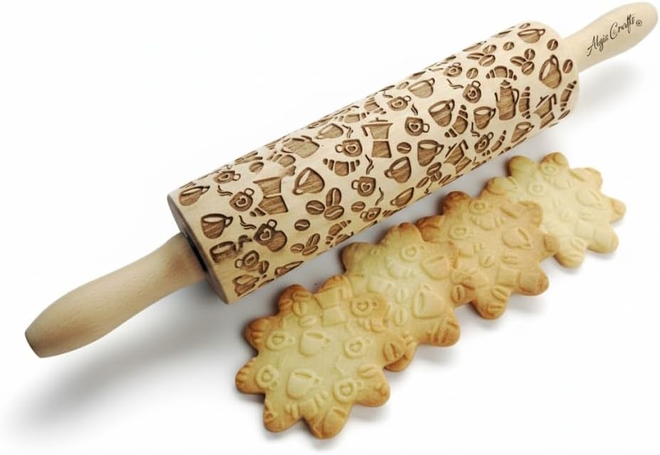 HEARTS EMBOSSING ROLLING PIN WOODEN ROLLING PIN for EMBOSSED COOKIES with LOVE HEARTS