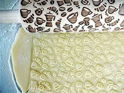 HEARTS EMBOSSING ROLLING PIN WOODEN ROLLING PIN for EMBOSSED COOKIES with LOVE HEARTS