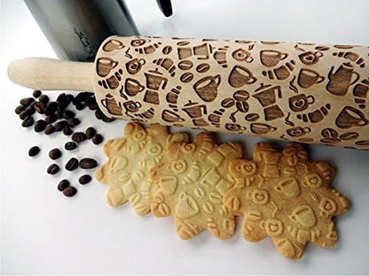 HEARTS EMBOSSING ROLLING PIN WOODEN ROLLING PIN for EMBOSSED COOKIES with LOVE HEARTS