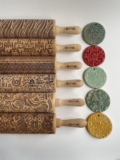 HEARTS EMBOSSING ROLLING PIN WOODEN ROLLING PIN for EMBOSSED COOKIES with LOVE HEARTS