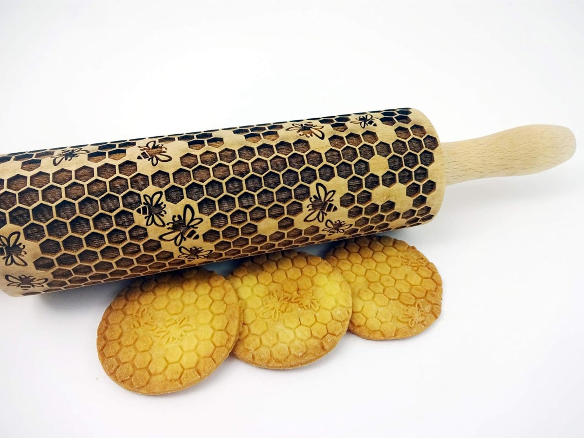 HEARTS EMBOSSING ROLLING PIN WOODEN ROLLING PIN for EMBOSSED COOKIES with LOVE HEARTS