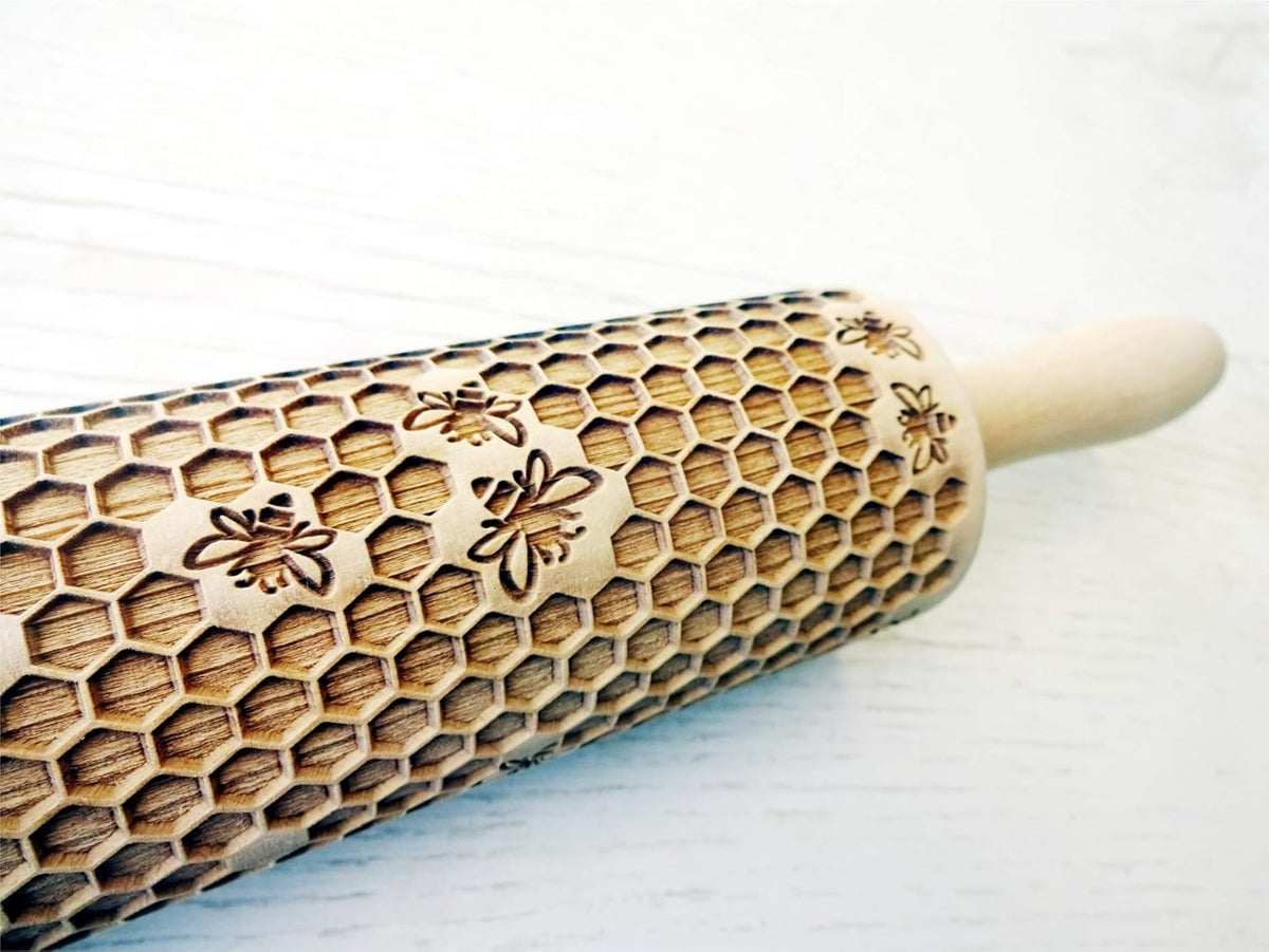 HEARTS EMBOSSING ROLLING PIN WOODEN ROLLING PIN for EMBOSSED COOKIES with LOVE HEARTS