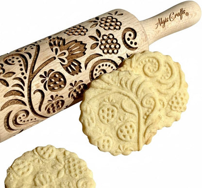 HEARTS EMBOSSING ROLLING PIN WOODEN ROLLING PIN for EMBOSSED COOKIES with LOVE HEARTS