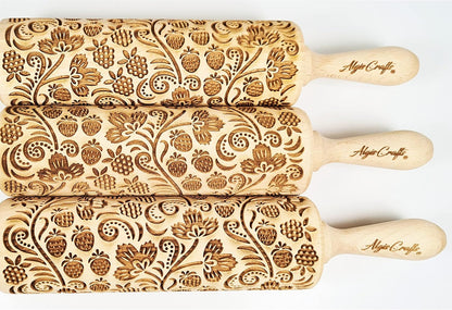 HEARTS EMBOSSING ROLLING PIN WOODEN ROLLING PIN for EMBOSSED COOKIES with LOVE HEARTS