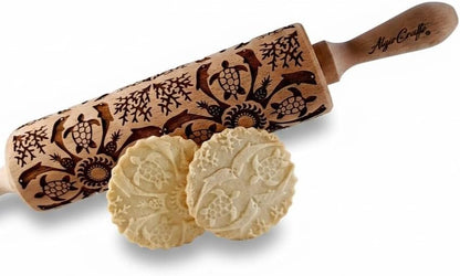 HEARTS EMBOSSING ROLLING PIN WOODEN ROLLING PIN for EMBOSSED COOKIES with LOVE HEARTS