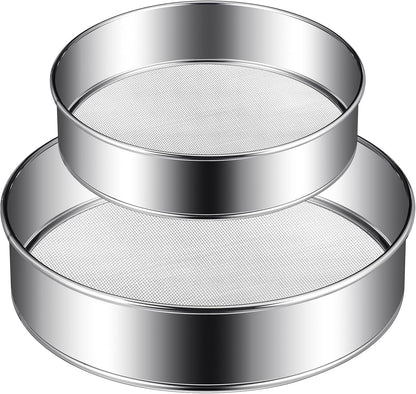 3 Pcs Stainless Steel Flour Sifter (6" and 8" 60 Mesh, 7" 40 Mesh)