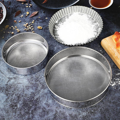 3 Pcs Stainless Steel Flour Sifter (6" and 8" 60 Mesh, 7" 40 Mesh)