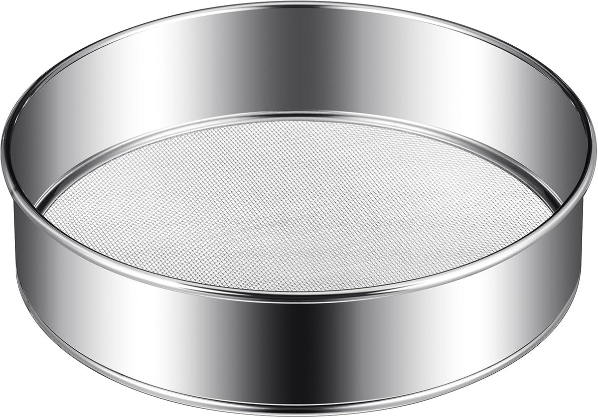 3 Pcs Stainless Steel Flour Sifter (6" and 8" 60 Mesh, 7" 40 Mesh)