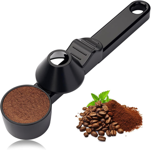 Coffee Scoop with Funnel for Ground Coffee, Protein Powder & Tea, for Reusable K-Cup Refillable Pods, 2 Tablespoon Mess-Free, Funnel Design Prevents Spills (Black, 1 Pack)