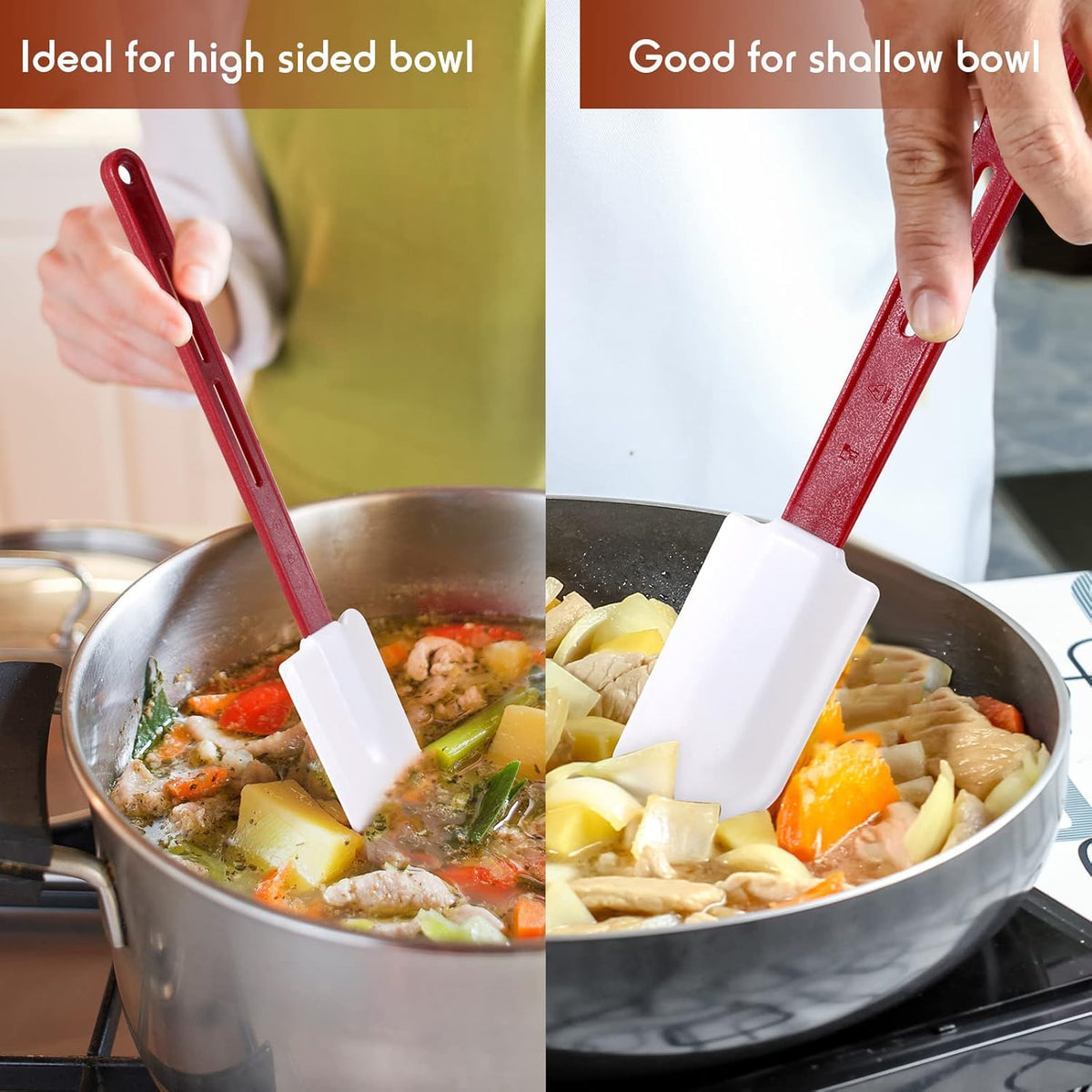 4 Pcs Commercial Rubber Spatula Heat Resistant, 10 Inch, 14 Inch