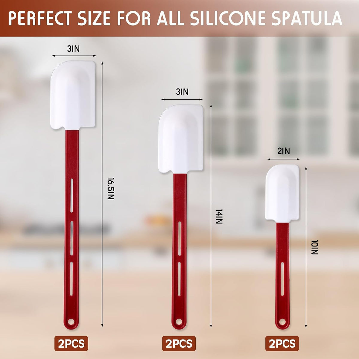 4 Pcs Commercial Rubber Spatula Heat Resistant, 10 Inch, 14 Inch