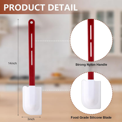 4 Pcs Commercial Rubber Spatula Heat Resistant, 10 Inch, 14 Inch