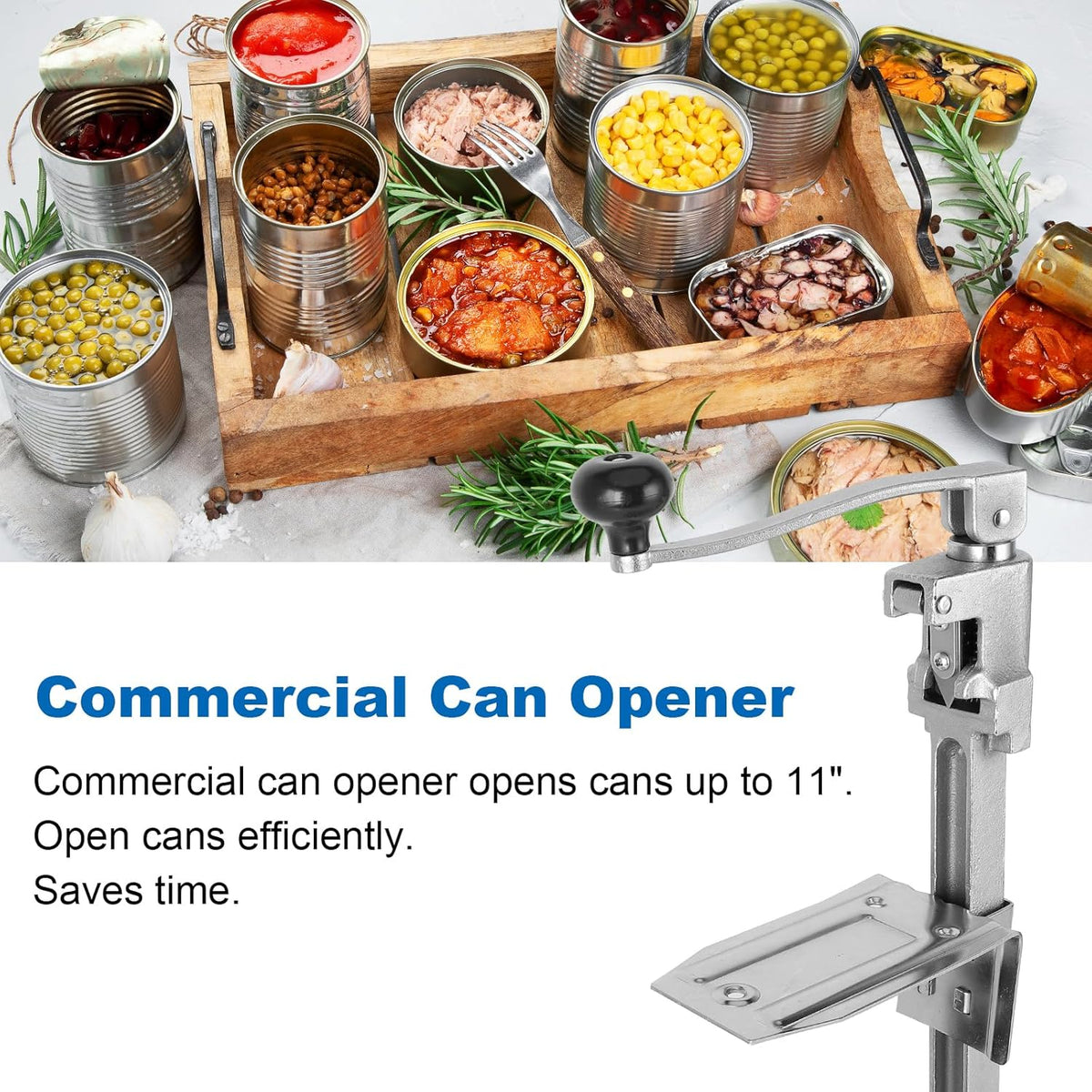 Commercial Can Opener Heavy Duty - Industrial Manual Can Opener Opens Up to 11" Tall Cans