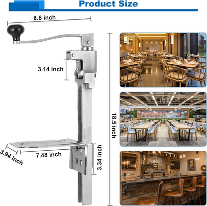 Commercial Can Opener Heavy Duty - Industrial Manual Can Opener Opens Up to 11" Tall Cans