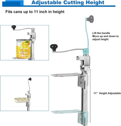 Commercial Can Opener Heavy Duty - Industrial Manual Can Opener Opens Up to 11" Tall Cans