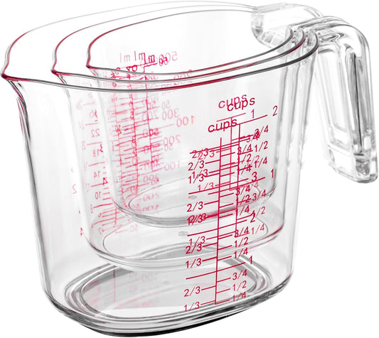 3-Piece Clear Nesting Liquid Measuring Cups with Spouts, 1, 2 and 4 Cup