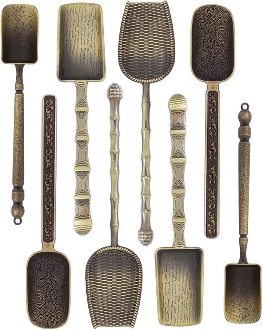 Coffee Scoop Alloy Retro Tea Scoop For Loose Tea Vintage Measuring Spoons Home Decor,set of 8