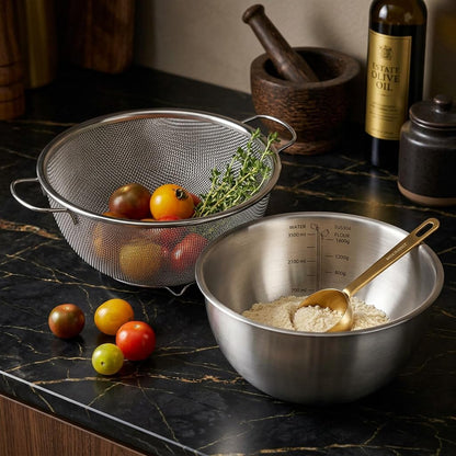 18/8 Stainless Steel Colander with Mixing Bowl, 3.5QT