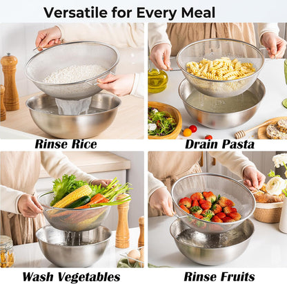 18/8 Stainless Steel Colander with Mixing Bowl, 3.5QT
