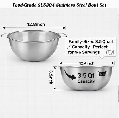 18/8 Stainless Steel Colander with Mixing Bowl, 3.5QT