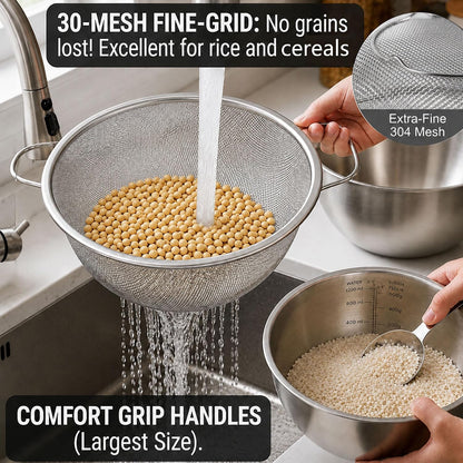 18/8 Stainless Steel Colander with Mixing Bowl, 3.5QT