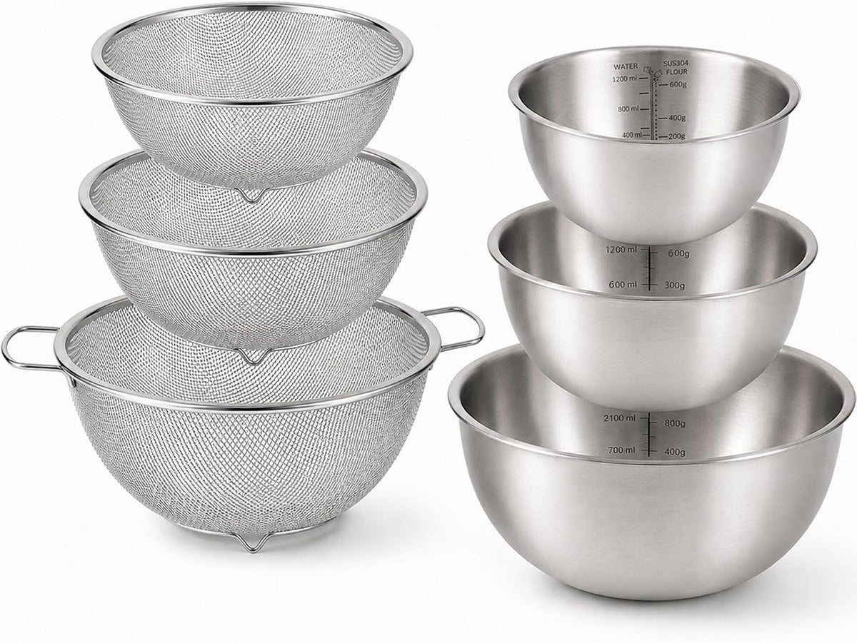 18/8 Stainless Steel Colander with Mixing Bowl, 3.5QT