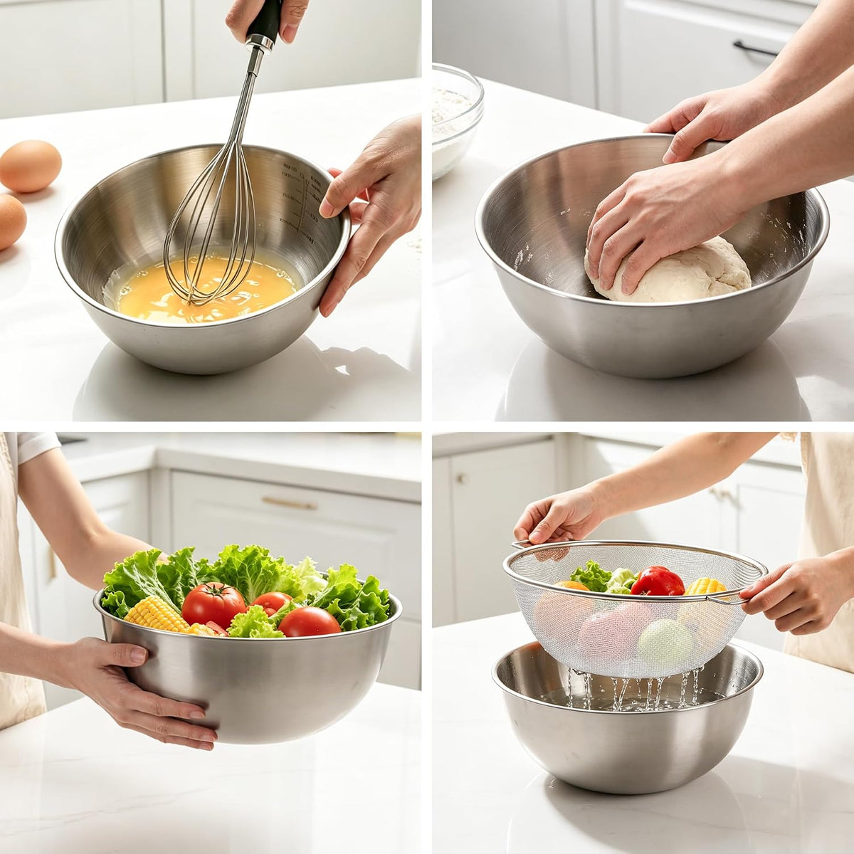 18/8 Stainless Steel Colander with Mixing Bowl, 3.5QT