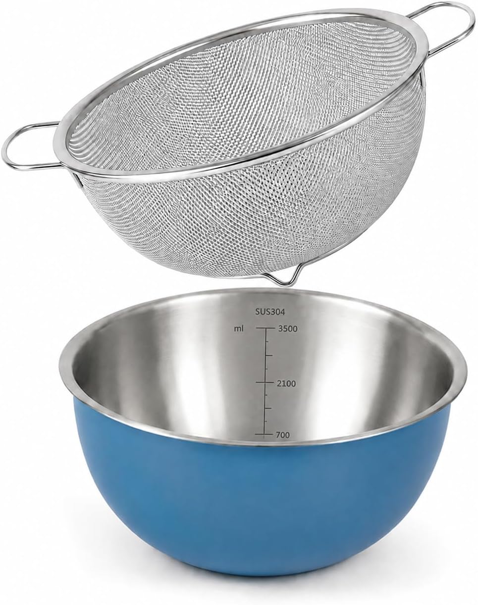 18/8 Stainless Steel Colander with Mixing Bowl, 3.5QT