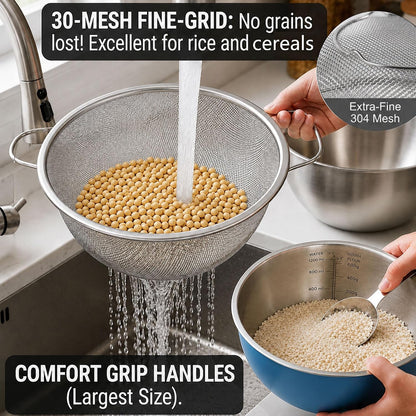 18/8 Stainless Steel Colander with Mixing Bowl, 3.5QT