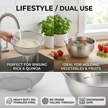 18/8 Stainless Steel Colander with Mixing Bowl, 3.5QT