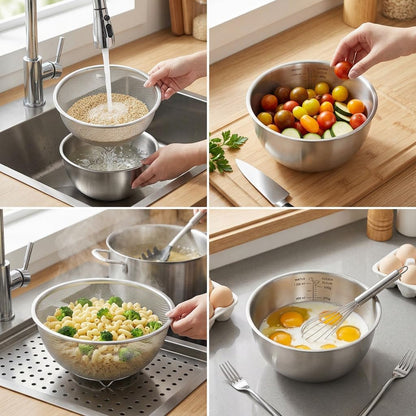 18/8 Stainless Steel Colander with Mixing Bowl, 3.5QT