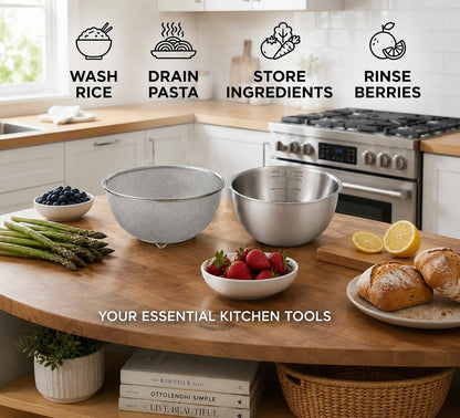 18/8 Stainless Steel Colander with Mixing Bowl, 3.5QT