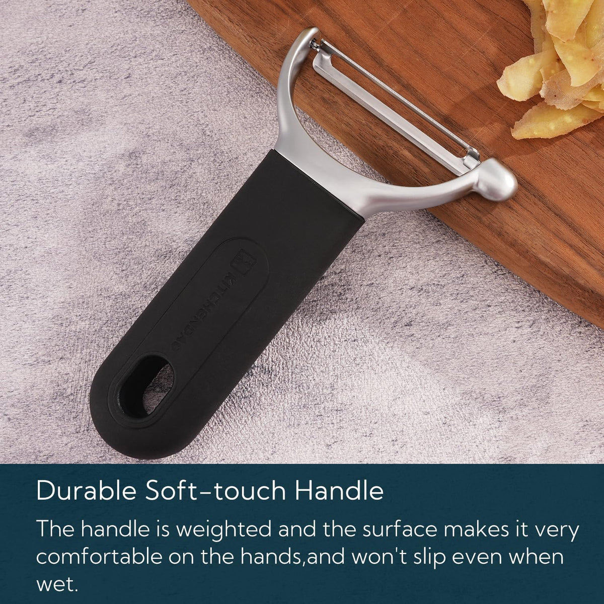 Swivel Vegetable Potato Peeler for Kitchen, Japanese Stainless Steel Sharp Blade, Heavy Duty Die-cast Construction Y Peeler, Built-in Eye Remover, Soft-touch Handle, Dishwasher Safe, Black