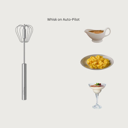 3-Piece Premium Whisk Set - 304 Stainless Steel Danish Dough Whisk, Semi-Automatic Push Egg Beater, & Balloon Whisk - Professional Battery-Free Baking Tools & Bread Making Gift Set