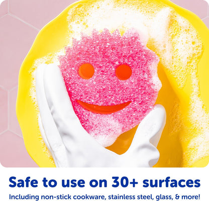 6 Kitchen Sponges & 1 Daddy Caddy Dish Sponge Holder - BPA Free & Made with Polymer Foam - Stain & Odor Resistant, Scratch-Free Multipurpose Scrubbers