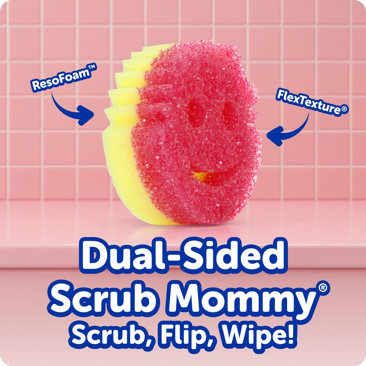 6 Kitchen Sponges & 1 Daddy Caddy Dish Sponge Holder - BPA Free & Made with Polymer Foam - Stain & Odor Resistant, Scratch-Free Multipurpose Scrubbers