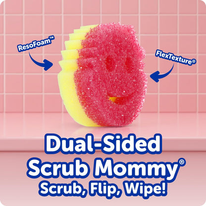 6 Kitchen Sponges & 1 Daddy Caddy Dish Sponge Holder - BPA Free & Made with Polymer Foam - Stain & Odor Resistant, Scratch-Free Multipurpose Scrubbers