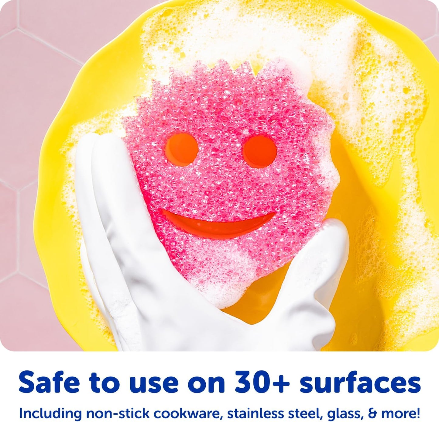 6 Kitchen Sponges & 1 Daddy Caddy Dish Sponge Holder - BPA Free & Made with Polymer Foam - Stain & Odor Resistant, Scratch-Free Multipurpose Scrubbers