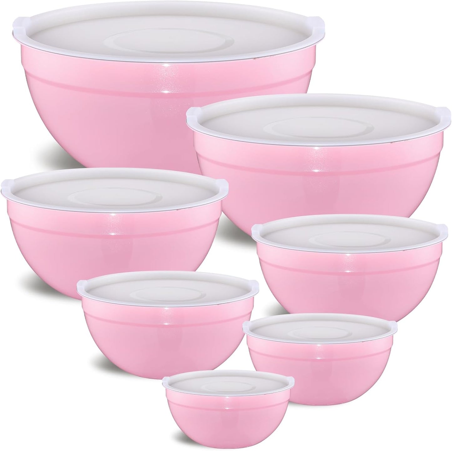 Gold Mixing Bowls with Airtight Lids, Stainless Steel Nesting Mixing Bowls Set of 7, Ideal for Baking, Prepping and Serving Food, Size 7, 3.6, 2.7, 2.1, 1.5, 1.1,0.8 QT, Stackable Design