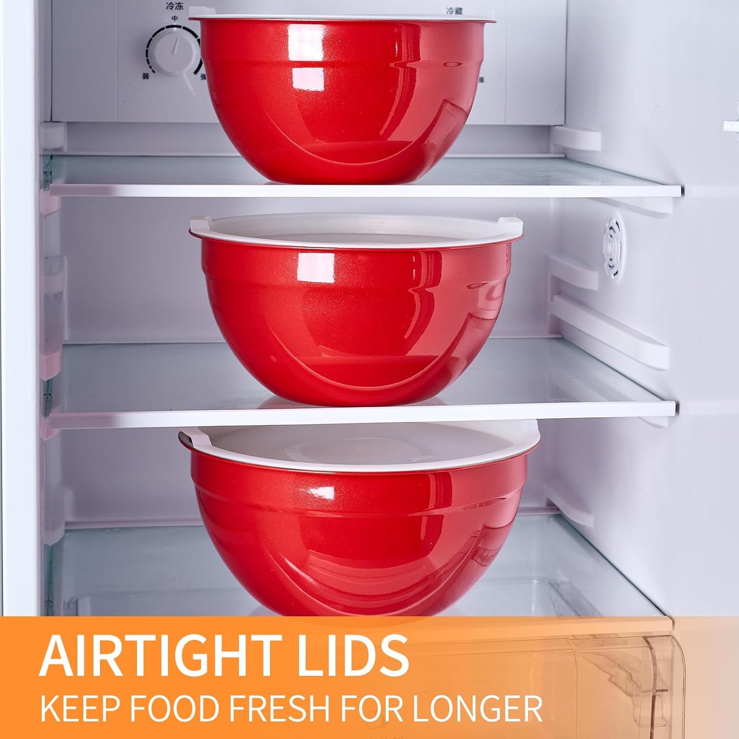 Gold Mixing Bowls with Airtight Lids, Stainless Steel Nesting Mixing Bowls Set of 7, Ideal for Baking, Prepping and Serving Food, Size 7, 3.6, 2.7, 2.1, 1.5, 1.1,0.8 QT, Stackable Design