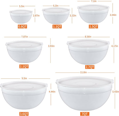 Gold Mixing Bowls with Airtight Lids, Stainless Steel Nesting Mixing Bowls Set of 7, Ideal for Baking, Prepping and Serving Food, Size 7, 3.6, 2.7, 2.1, 1.5, 1.1,0.8 QT, Stackable Design