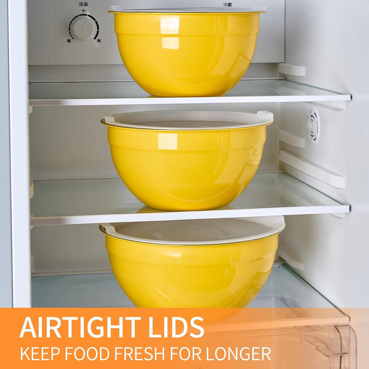 Gold Mixing Bowls with Airtight Lids, Stainless Steel Nesting Mixing Bowls Set of 7, Ideal for Baking, Prepping and Serving Food, Size 7, 3.6, 2.7, 2.1, 1.5, 1.1,0.8 QT, Stackable Design