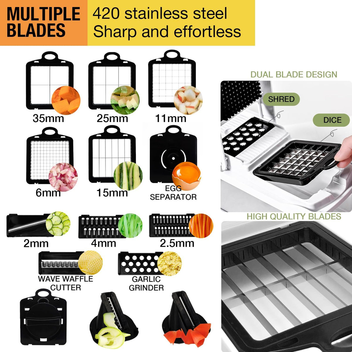 22 in 1 Vegetable Chopper Food Chopper, Multifunctional Onion Dicer Veggie Chopper with Container, Manual Vegetable Cutter Slicer Grater for Kitchen, Fruit Tomato Cheese Shredder Kitchen Gadget