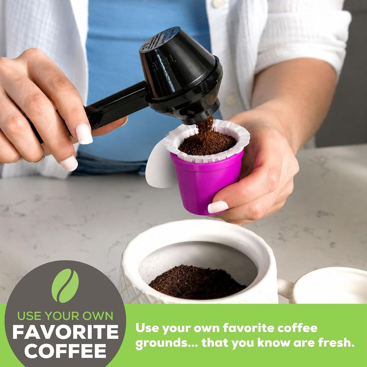 EZ-Scoop Coffee Scooper & Funnel for Reusable K Cup Pods