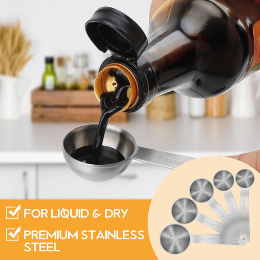 2 PCS 1 Teaspoon(5 mL | 5 cc | 1 Tsp | 1/3 Tablespoon) Stainless Steel Single Measuring Spoon, Easy to Use and Easy to Wash Metal Measuring Spoons Kitchen Gadgets for Cooking & Baking