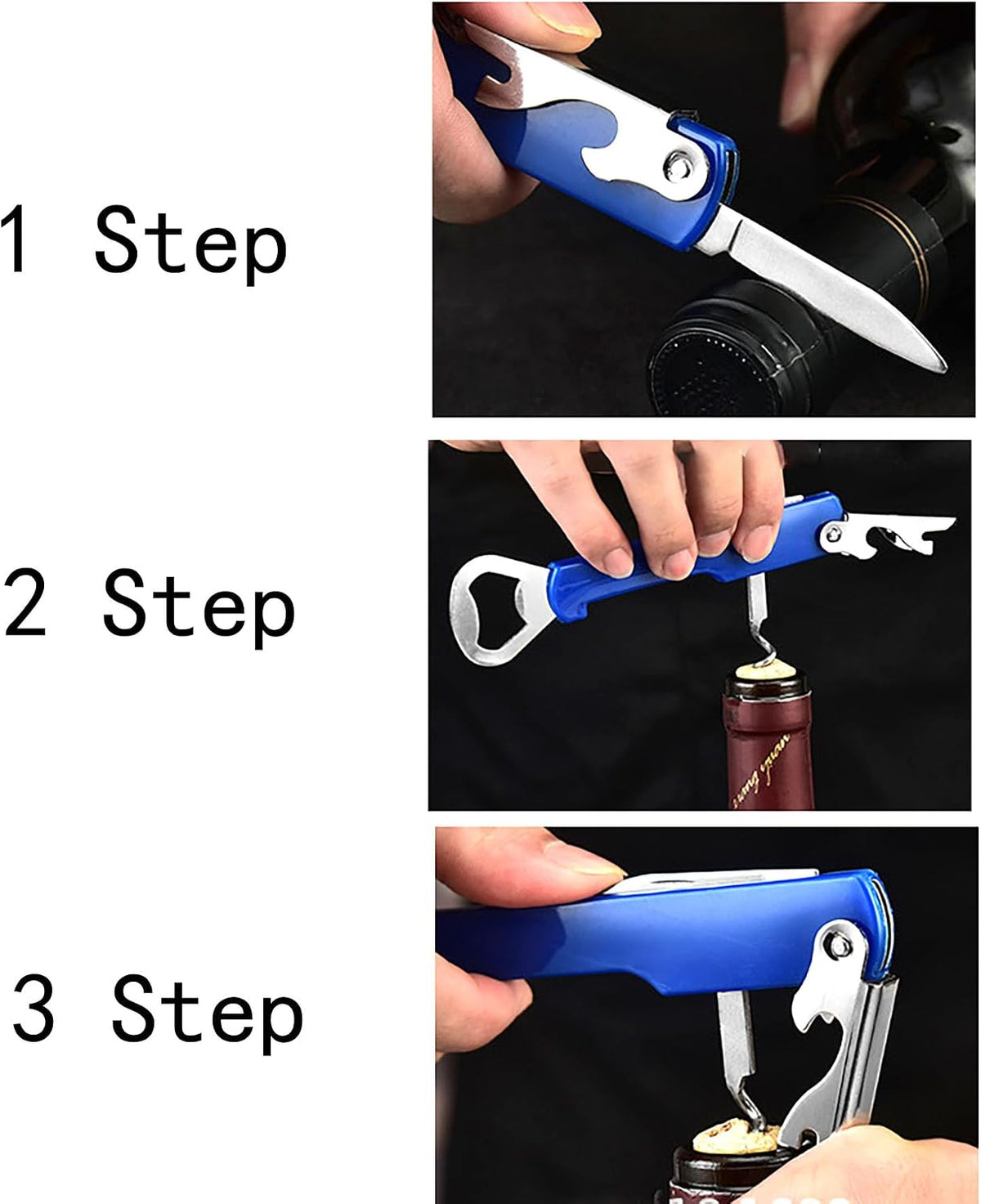 3 Pcs Wine and Beer Dual Purpose Bottle Openers, 5.5 Inch Alloy Bottle Opener are Wldely Used for Party, Daily Life, Travel and Good Gifts for Festivals (Red Black Blue)