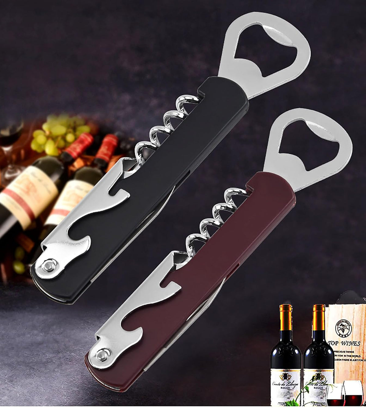 3 Pcs Wine and Beer Dual Purpose Bottle Openers, 5.5 Inch Alloy Bottle Opener are Wldely Used for Party, Daily Life, Travel and Good Gifts for Festivals (Red Black Blue)