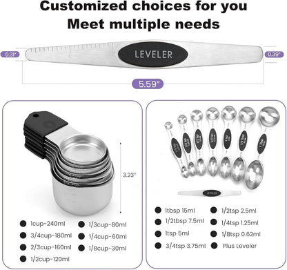 Magnetic Measuring Cups and Spoons Set, 304 Stainless Steel Fits