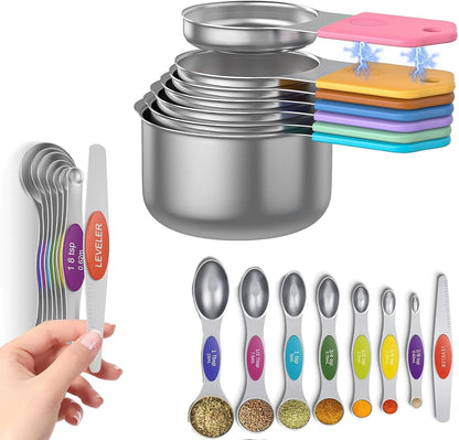 Magnetic Measuring Cups and Spoons Set, 304 Stainless Steel Fits