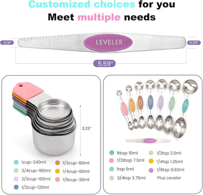 Magnetic Measuring Cups and Spoons Set, 304 Stainless Steel Fits